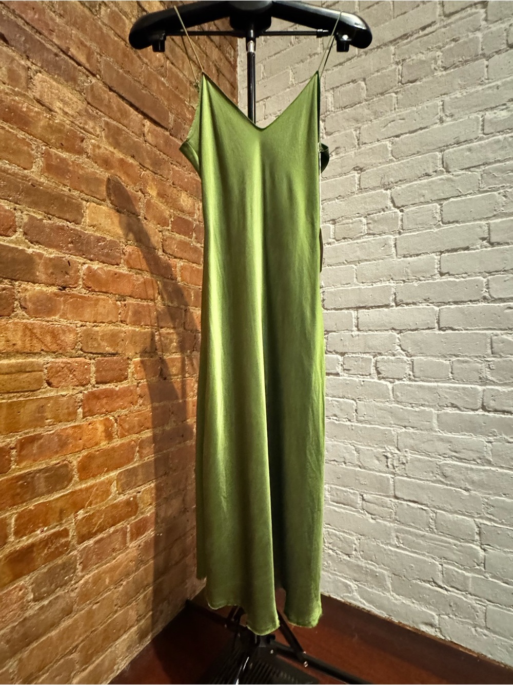 Nili Lotan Cami Dress silk charmeuse  camo green